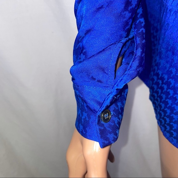 Jones New York blouse/top Collection Stretch button up SZ SM blue work/business - Picture 6 of 14